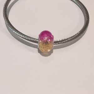Silver Pink and‎ Yellow Charm for Pandora Style Bracelet